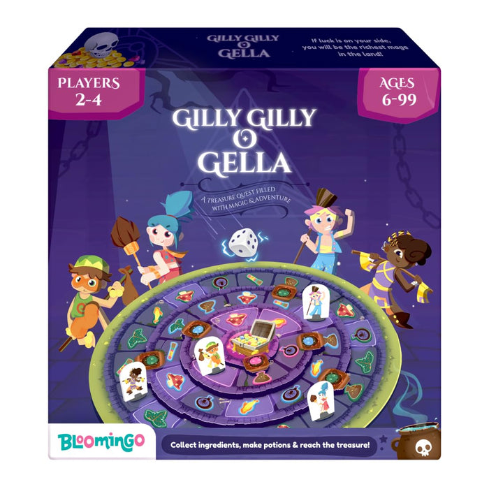 Bloomingo Board Game - Gilly Gilly O Gella: Magical Adventure Game for Kids & Adults; Make magical potions potions & Reach to Treasure before other Mages