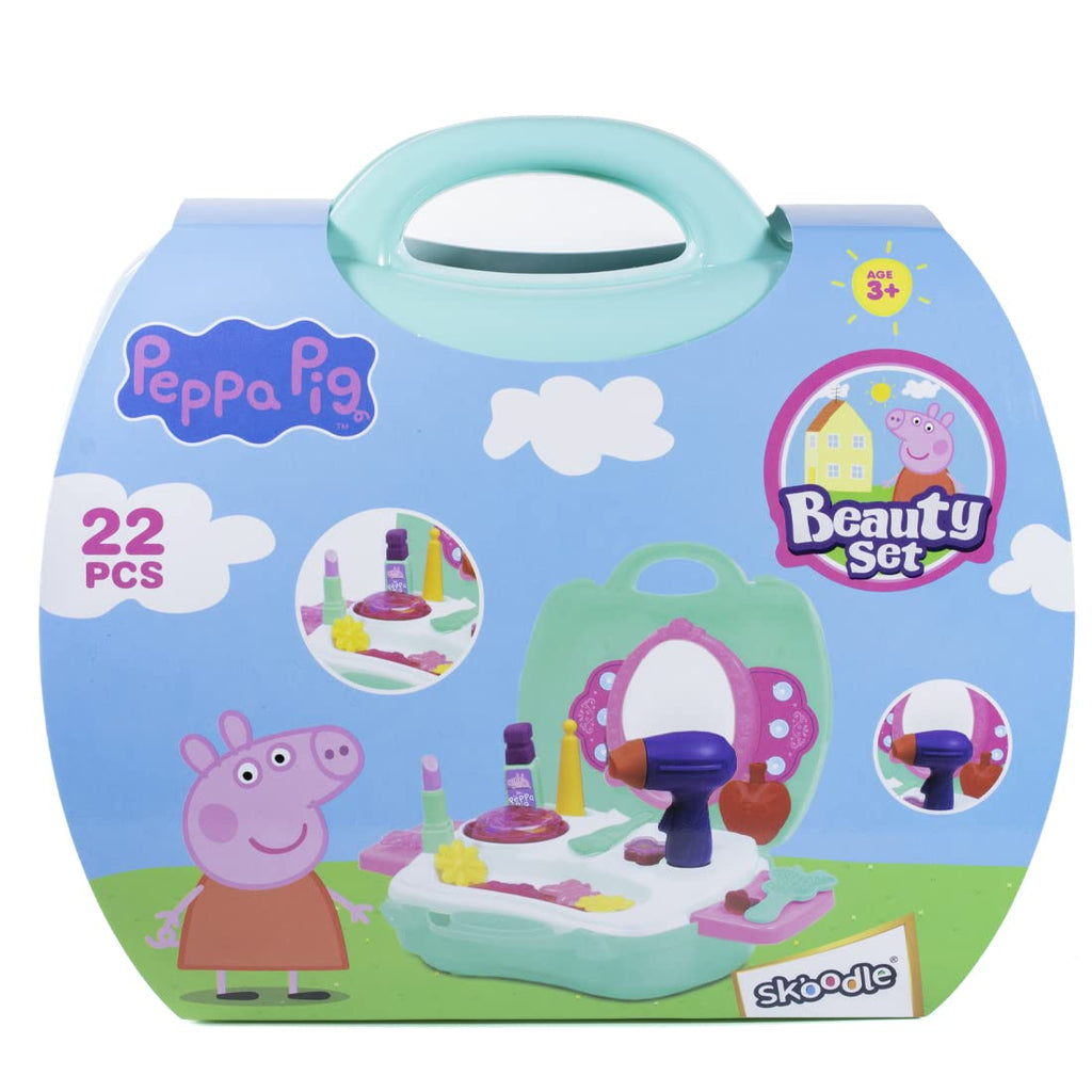Skoodle Peppa Pig Beauty Set Toy with Cute Little Portable Carry Case , Gift for Your Child with 22 Pieces , Multicolour, for Kids Age 3+