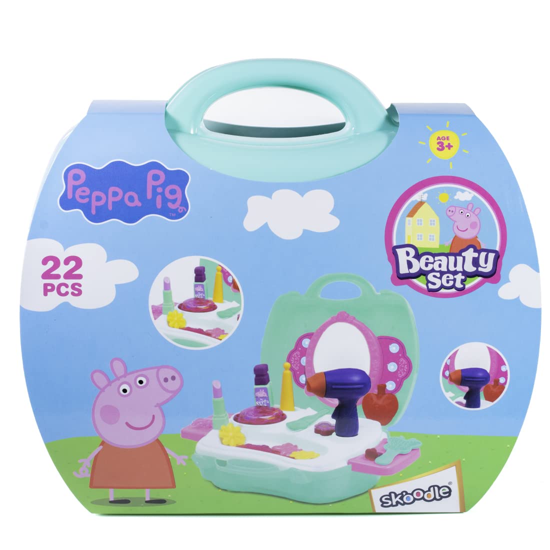 Skoodle Peppa Pig Beauty Set Toy with Cute Little Portable Carry Case , Gift for Your Child with 22 Pieces , Multicolour, for Kids Age 3+