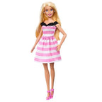 Barbie Doll and Accessories, 65th Anniversary Commemorative Doll with Blonde Hair, Pink and White Striped Dress with Matching Heels