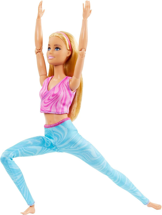 Barbie Made to Move Fashion Doll with Blonde Hair Wearing Removable Pink Sports Top & Blue Yoga Pants, 22 Bendable “Joints”, HRH27
