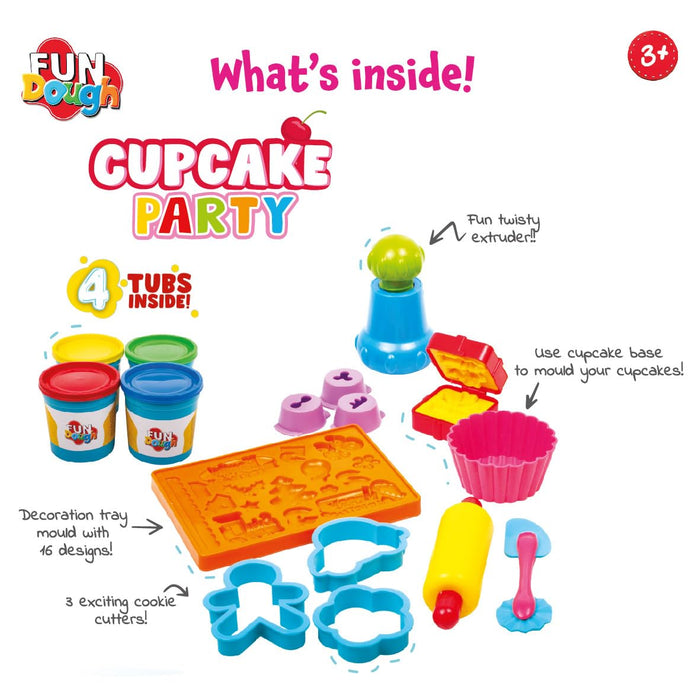 Funskool-Fundough Playset Cupcake Party, Make Colourful Cupcakes and Cookies with fun dough, Multicolour, Dough, Toy, Shaping, Sculpting, 3 Years