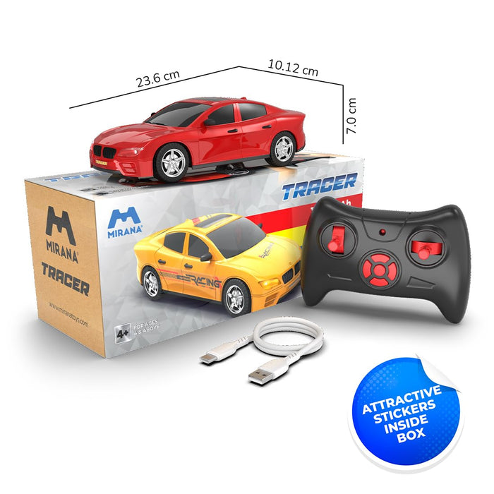 Mirana Tracer | Rechargeable High Speed Racing RC Car | On Click Nitro Boost | Remote Control Car Toys for Kids | Gift for Boys & Girls | Made in India (Candy Red)