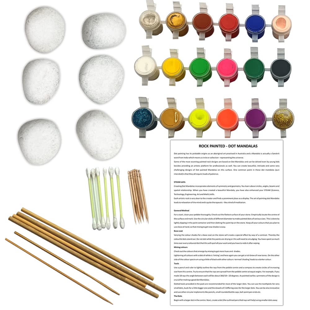 TOYKRAFTT Stone Rock Painted Dot Mandalas Painting Kit for Kids| Mandala Art Kit for Kids Gift for Boys Girls Multicolor