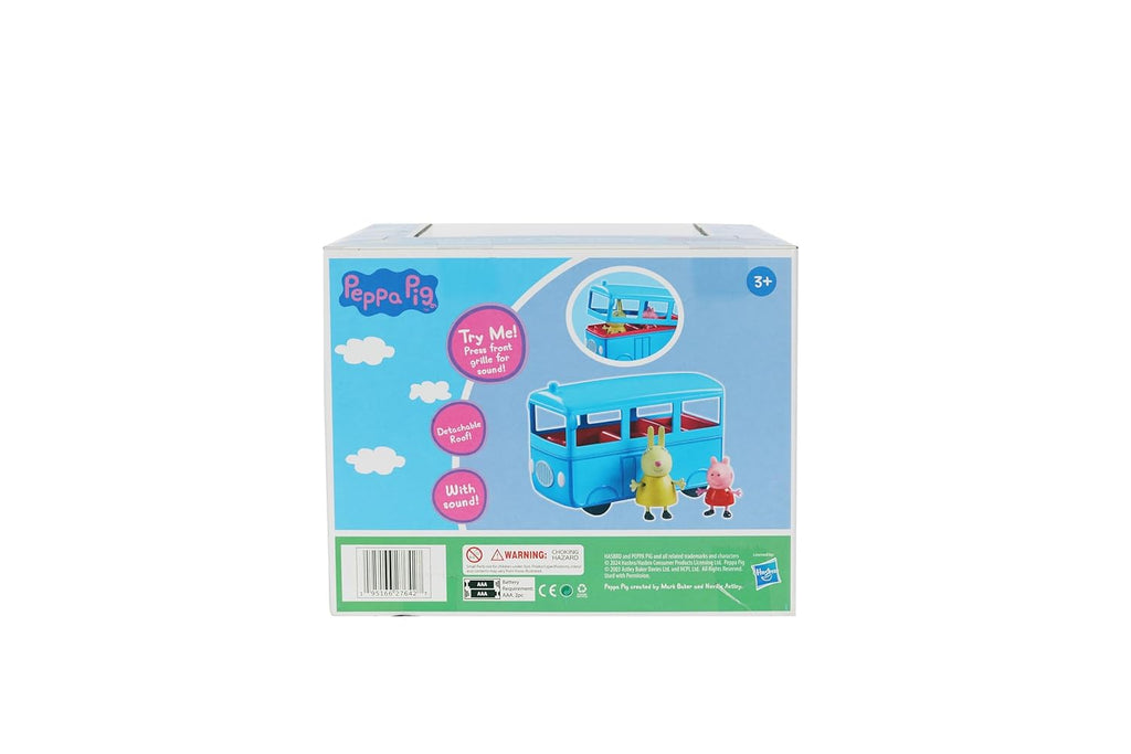 PEPPA PIG Peppa's School Bus Playset with Sound Effects, Includes 2 Figures, Preschool Toy for Girls and Boys 3 Years and Up, Birthday Gift Toys for Kids