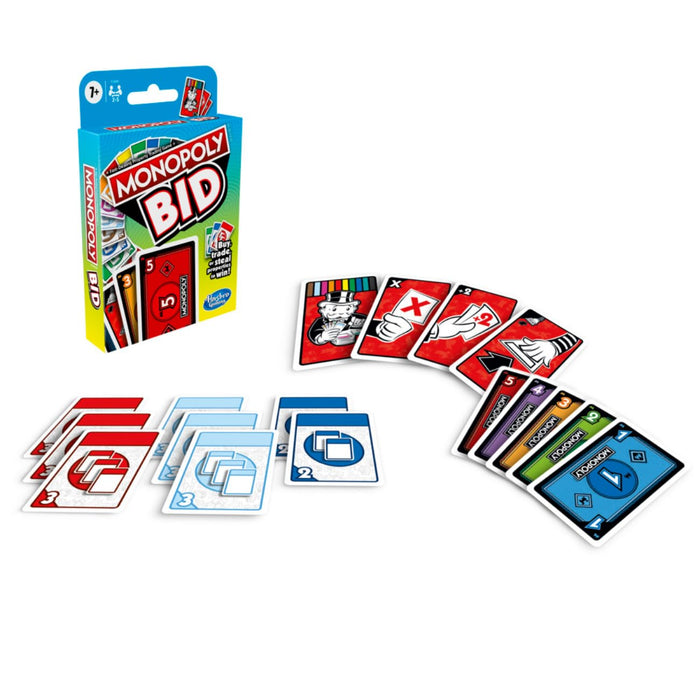 Monopoly Bid Game, Quick-Playing Card Game for 4 Players, Game for Families and Kids Ages 7 and Up