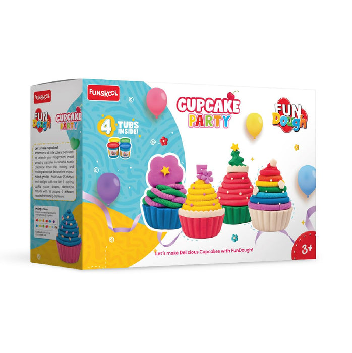 Funskool-Fundough Playset Cupcake Party, Make Colourful Cupcakes and Cookies with fun dough, Multicolour, Dough, Toy, Shaping, Sculpting, 3 Years