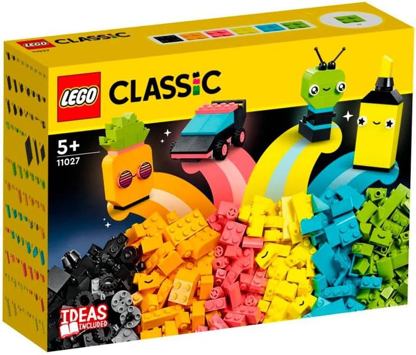 LEGO Classic Creative Neon Colors Fun Brick Box Set 11027, Building Toy to Create a Car, Pineapple, Alien, Roller Skates, and More, Hands-on Learning for Kids, Boys, Girls 5 Plus Years Old