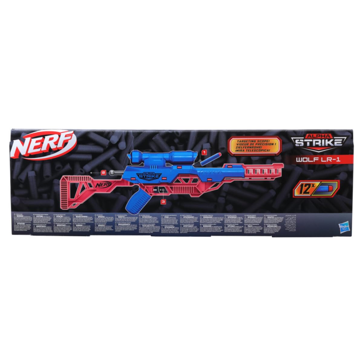 Nerf Alpha Strike Wolf LR-1 Blaster with Targeting Scope, 12 Nerf Darts, Toys for Kids Teens and Adults, Fun Gift Toy for Boys, Birthday Gift Toy for Kids Ages 8+ (Gun)