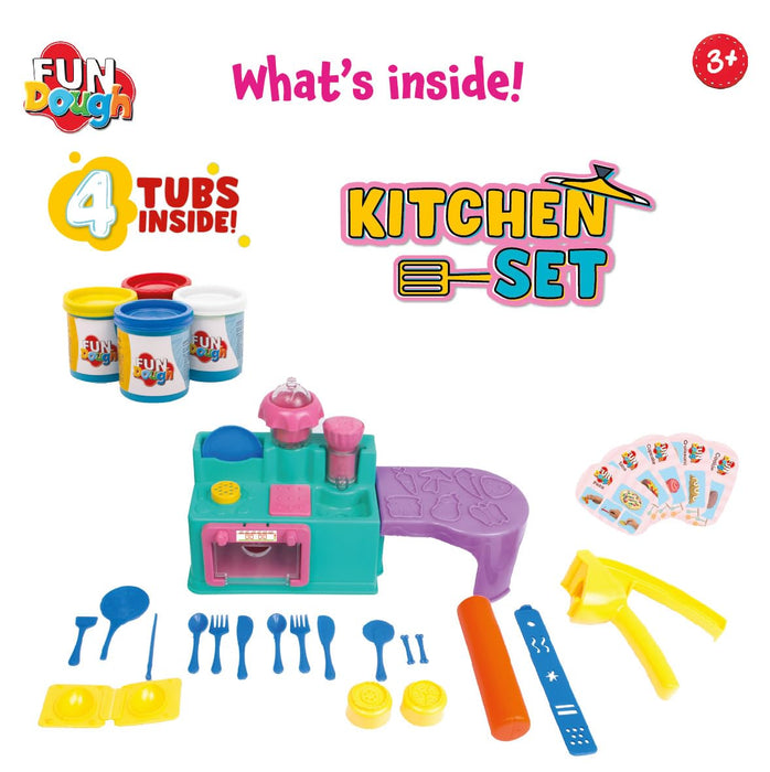 Fundough - Kitchen Set, Cutting and Moulding Playset, 3Years +, Multicolor