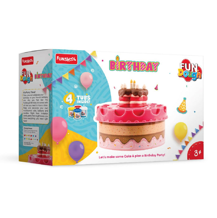 Funskool Fundough Playset Birthday Party, Food Themed playset, Multicolour, Dough, Toy, Shaping, Sculpting, 3 Years and Above