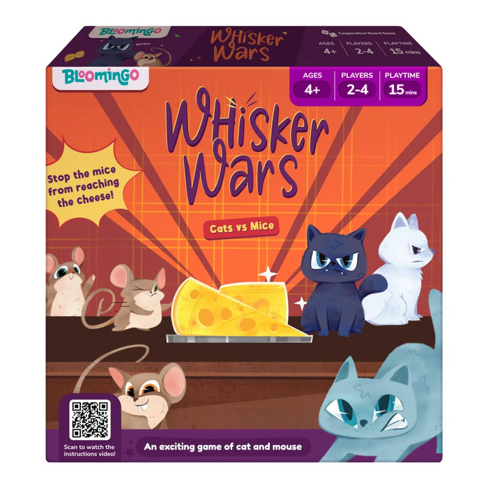 Bloomingo Board Game- Whisker Wars: Fun Cat & Mice Battle Game for Kids & Adults; Play as a Team & Stop The mice Before They Reach The Cheese