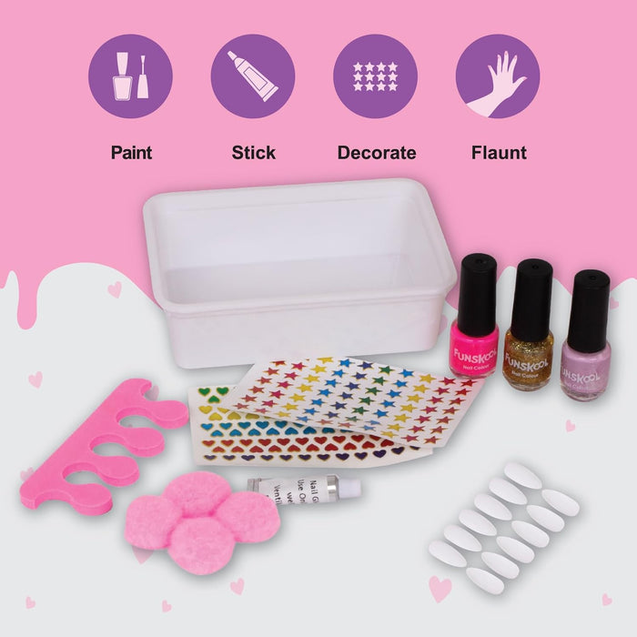 Funskool Handycrafts Nail Art Parlour Set, Manicure Kit, Pamper your nails, Nail Polish, Art and Craft Kit, Ages 6 Years and Above, Multicolour