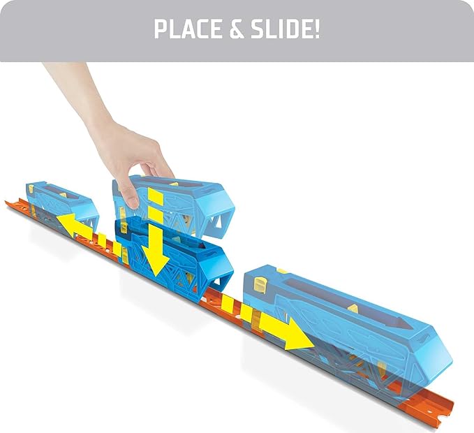 Hot Wheels Track Builder Unlimited Slide & Launch Pack for Kids 6 Years & Older with a 1:64 Scale Hot Wheels Vehicle, Moveable Kicker Booster & 3 Track Pieces that Connect to Other Sets