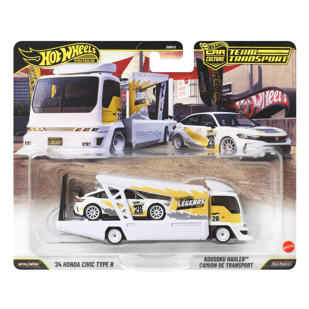 kick sauber f1 hot wheels +Hot Wheels Premium Toy Cars, 1:64 Scale Kousoku Team Transport Hauler & Honda Civic Type R with Real Riders Tires
