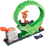 Hot Wheels City Crocodiles Flex Attack Hot Wheels - Gator Loop Pizza Place Playset, Track Set With 1 Toy Car