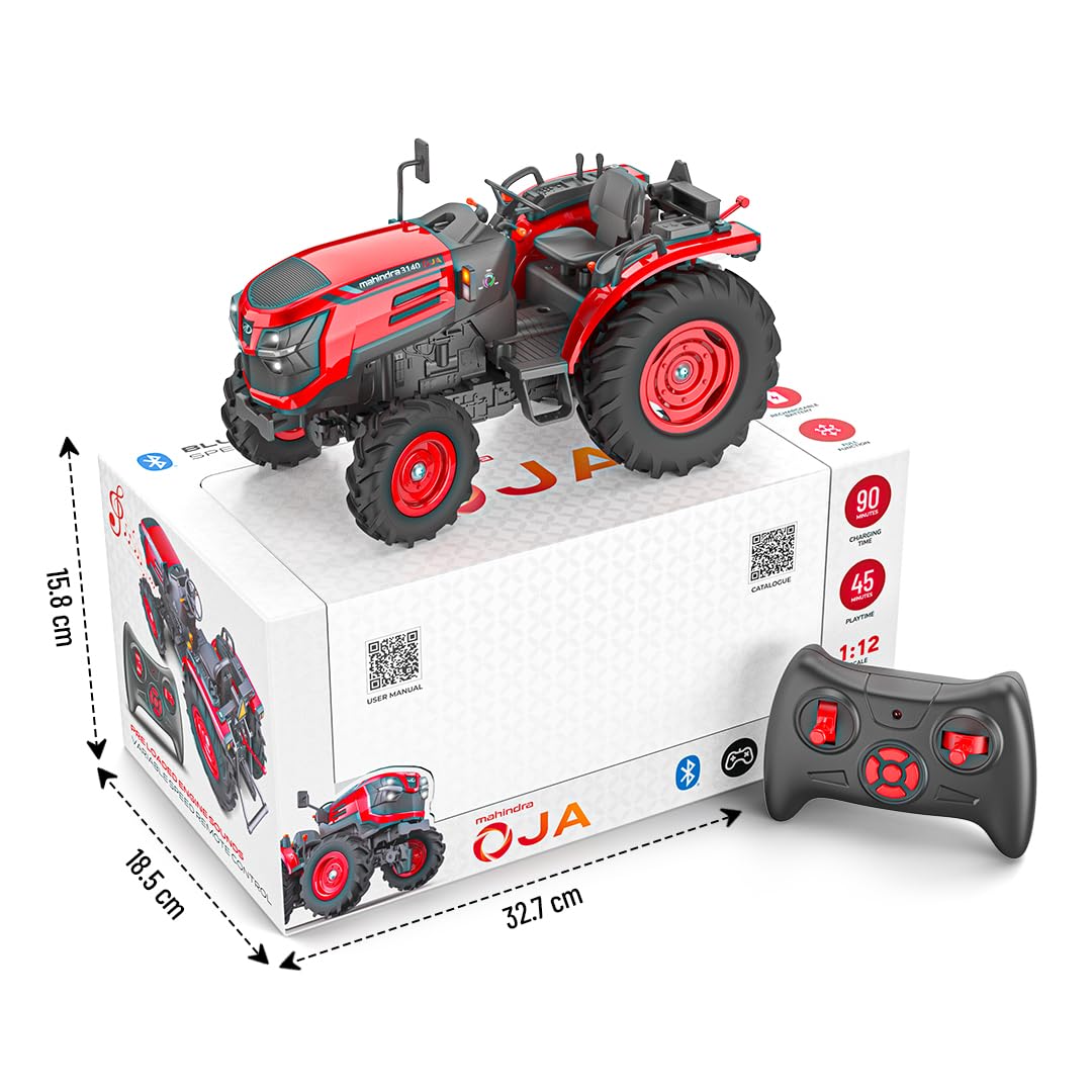 Mahindra OJA RC Tractor Toy for Kids | Remote Controlled ATV Truck | Type-C USB Rechargeable | in-Built Bluetooth Speakers | Orignally Licensed Model Vehicle | Gift for Boys