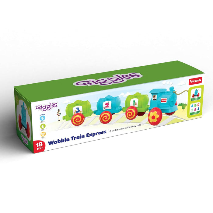 Giggles Funskool Wobble Train Express, Fun & Development Toy for Babies, Encourage Walking, Improve Balance & Coordination, Stimulate Senses, Multicolor, Gift Set for Kids, Age 18+ Months