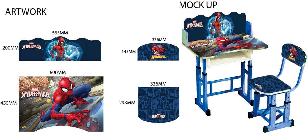 Ramson Adjustable Table & Chair Set with Spiderman Graphic Print for Kids