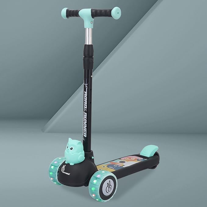 R for Rabbit Road Runner Ryder Kids Scooter, 3 Level Adjustable Height Wide Deck & PU LED Wheels Kick Scooter with Brake for 3+ Years Kids, Weight Capacity Upto 50kgs|6 Months Warranty