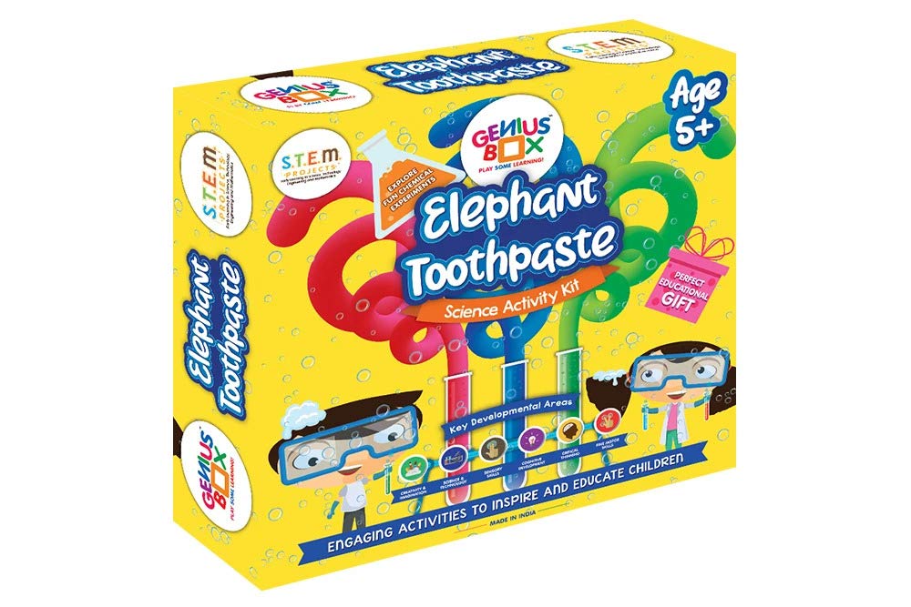 Genius Box - Play some Learning Elephant Toothpaste Science Activity Kit for 5 Years and Up: Birthday Gift, Return Gift, DIY, Educational Toy, Learning Kit, STEM Toy