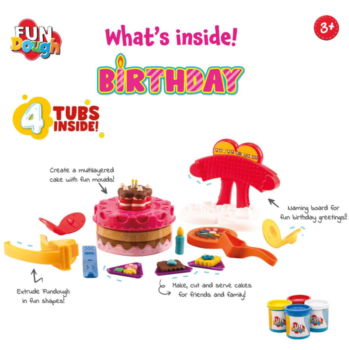 Funskool Fundough Playset Birthday Party, Food Themed playset, Multicolour, Dough, Toy, Shaping, Sculpting, 3 Years and Above