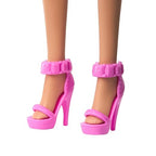 Barbie Doll and Accessories, 65th Anniversary Commemorative Doll with Blonde Hair, Pink and White Striped Dress with Matching Heels
