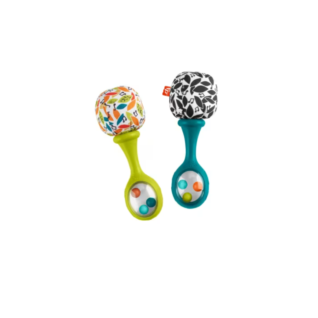 Fisher-Price Rattle ‘n Rock Maracas Set Of 2 Baby Rattles, Newborn Toys, Neutral Colors