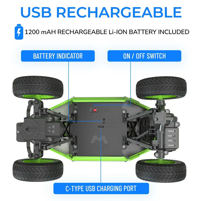 Duster 2x2 All Wheel Drive Remote Control Monster Truck - 50m+ Remote Control Range, 2000 mAh Rechargeable Battery, Luminous Headlights ( Remote Car )