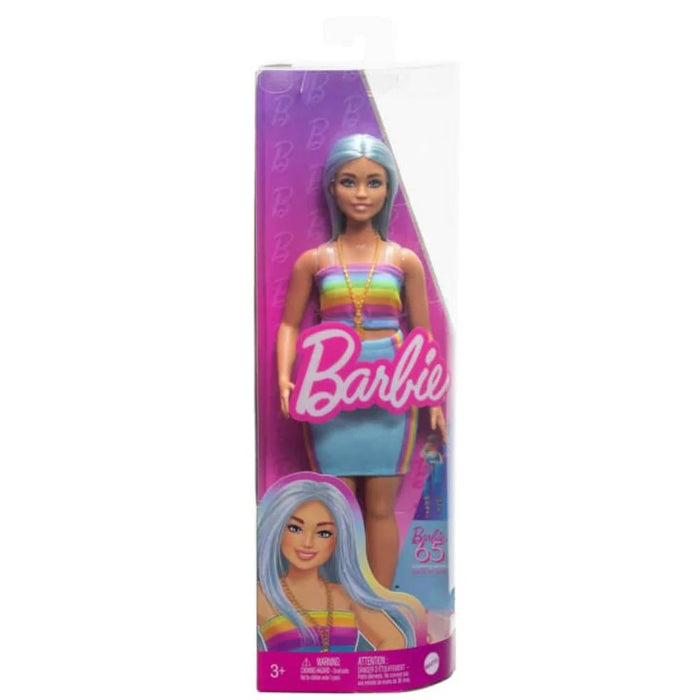 Barbie 65th Anniversary Collectible Fashion Doll - 218 With Blue Hair, Rainbow Top & Teal Skirt