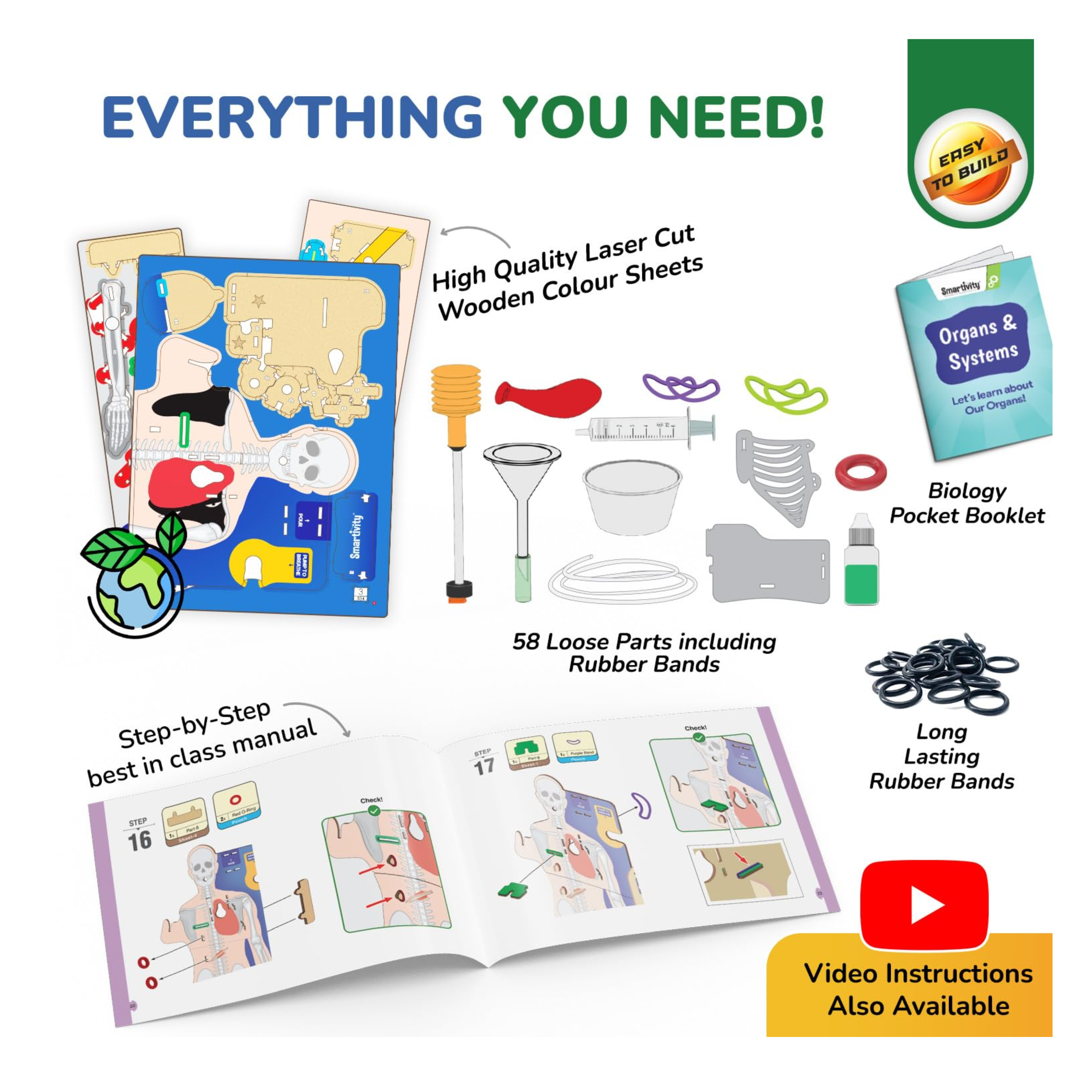 Smartivity Interactive Human Body Model for Kids 8-14 Years I Dynamic Body Parts & Organs + Learning Booklet |Educational Toy