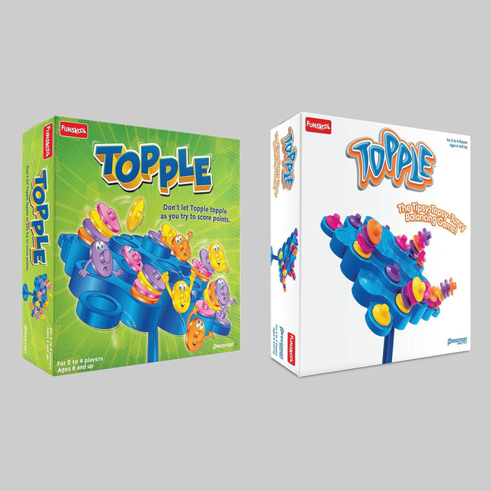 Funskool Games Topple, Strategy balancing and skill game, Stack 5 in a row, For Kids & Family, 2 - 4 players, Ages 6 and above