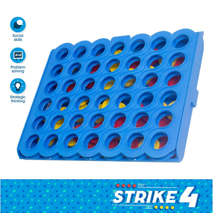 Funskool Games, Strike 4, Classic disc Dropping Game, 4 in a Row, Connect Game, Family Games, Strategy Board Games, Toys for Kids and Adults, 2 Players, Ages 6 Years and Above, Multicolour