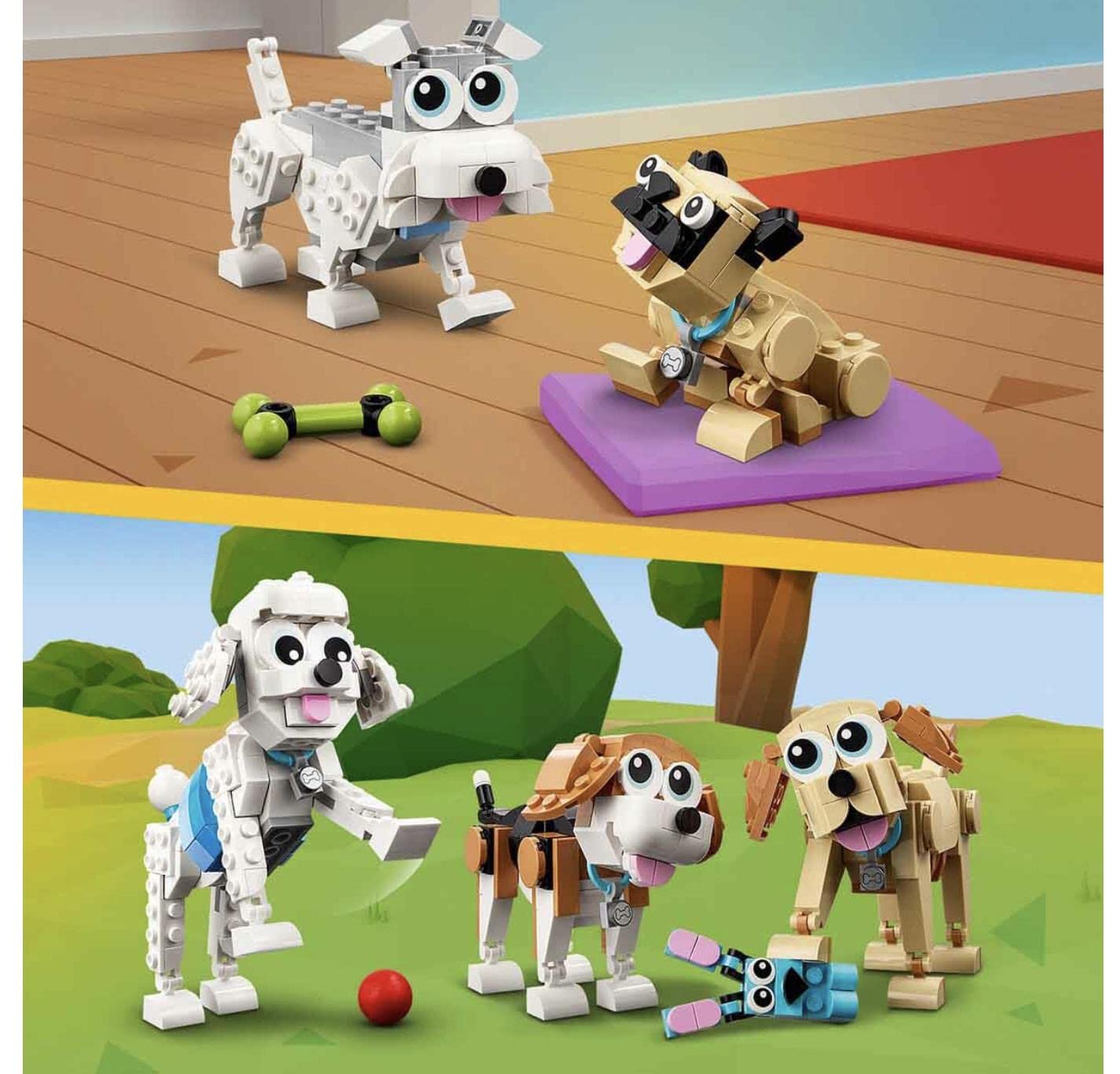 LEGO Creator Adorable Dogs 31137 Building Toy Set (475 Pieces)|Multicolor