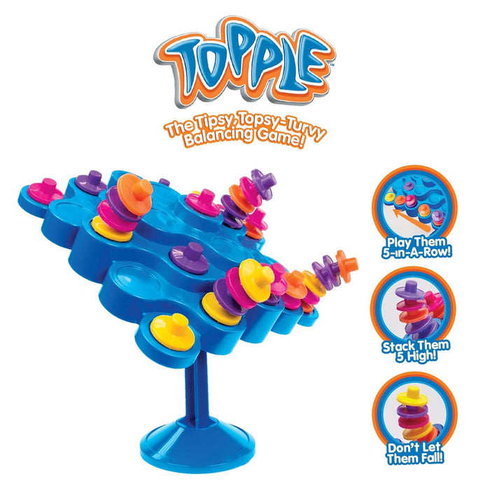 Funskool Games Topple, Strategy balancing and skill game, Stack 5 in a row, For Kids & Family, 2 - 4 players, Ages 6 and above