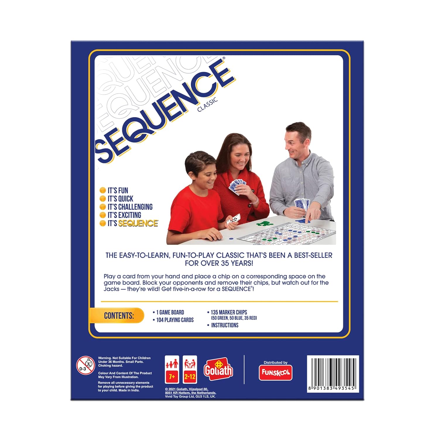 Funskool Games The Original Sequence, Game for The Entire Family, Multicolor,2-12 Players, 7 Years and Above,for Kids 7+Years
