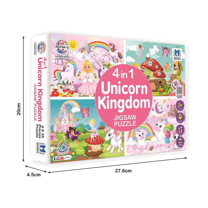 4 in 1 Unicorn Kingdom Jigsaw Puzzle for Kids|A Perfect Jigsaw Puzzle for Little Hands|4 * 35 Pieces Jigsaw Puzzle