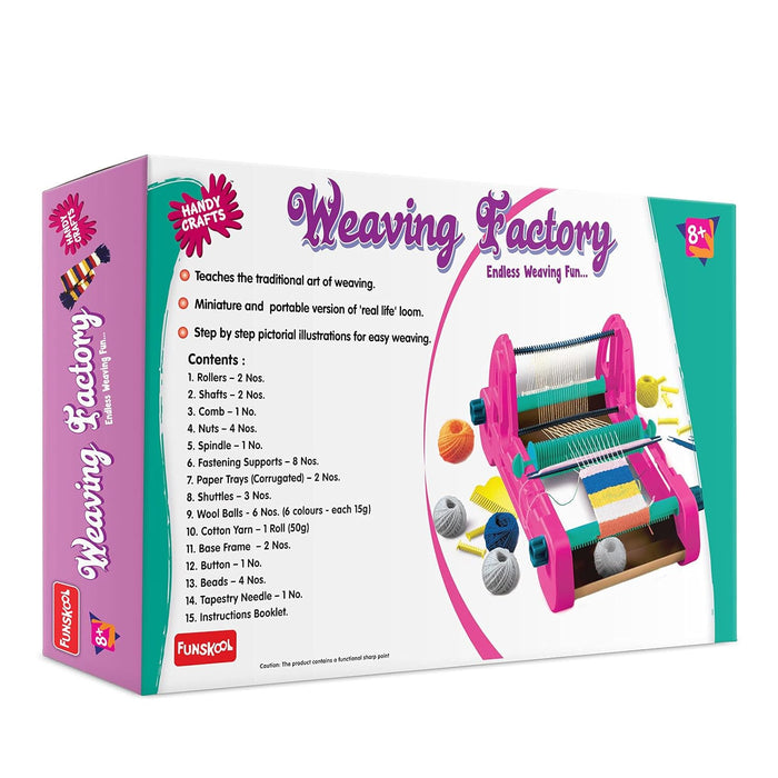 Funskool Handycrafts Weaving Factory, Weaving Loom, Weave Your own Fabric, Portable Weaving Machine, Art and Craft Kit, DIY Kit