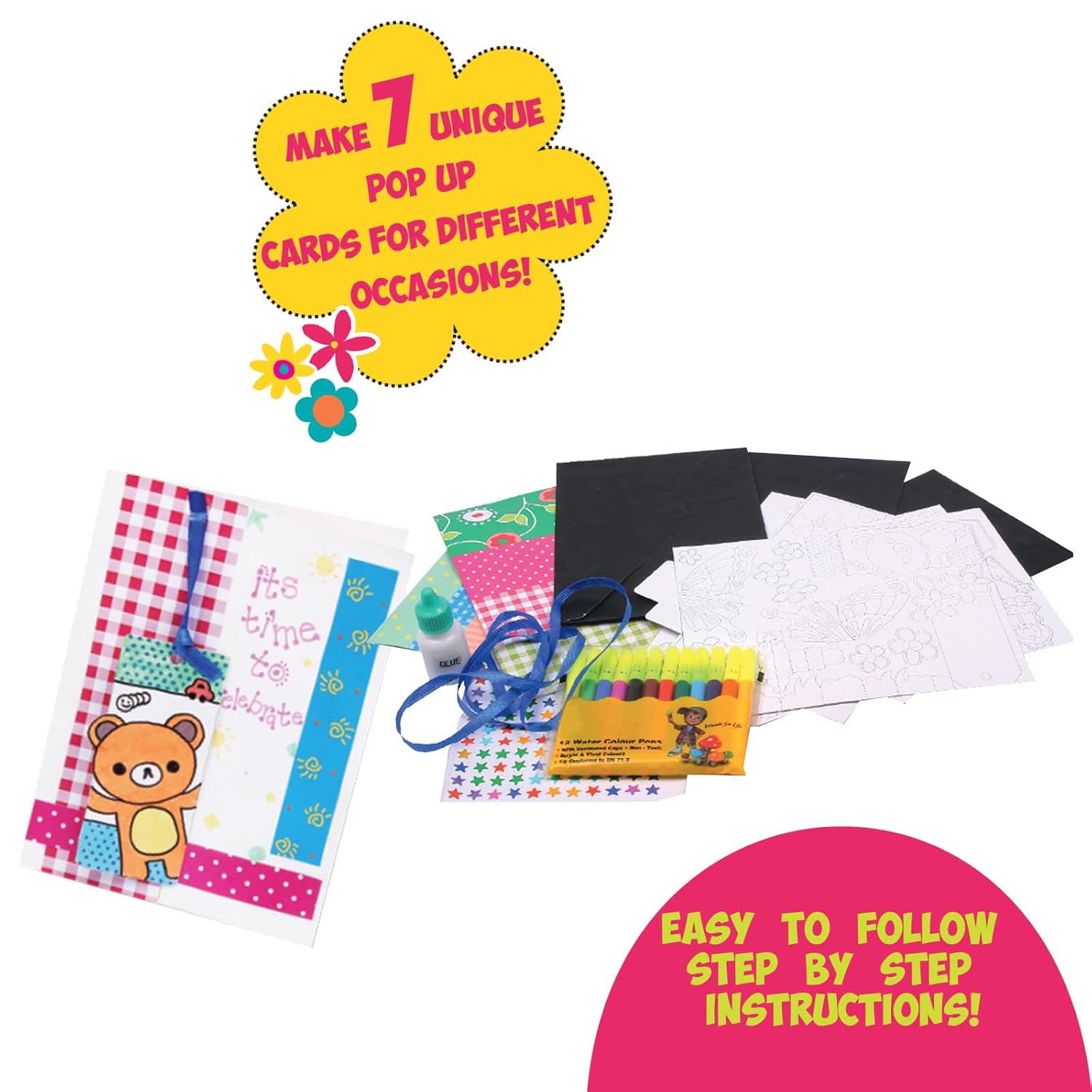 Funskool Paper Handycrafts Pop Up Greeting Cards , Diy Greeting Cards , Make Your Own 3D Greeting Cards , 7 Years +,Multicolor