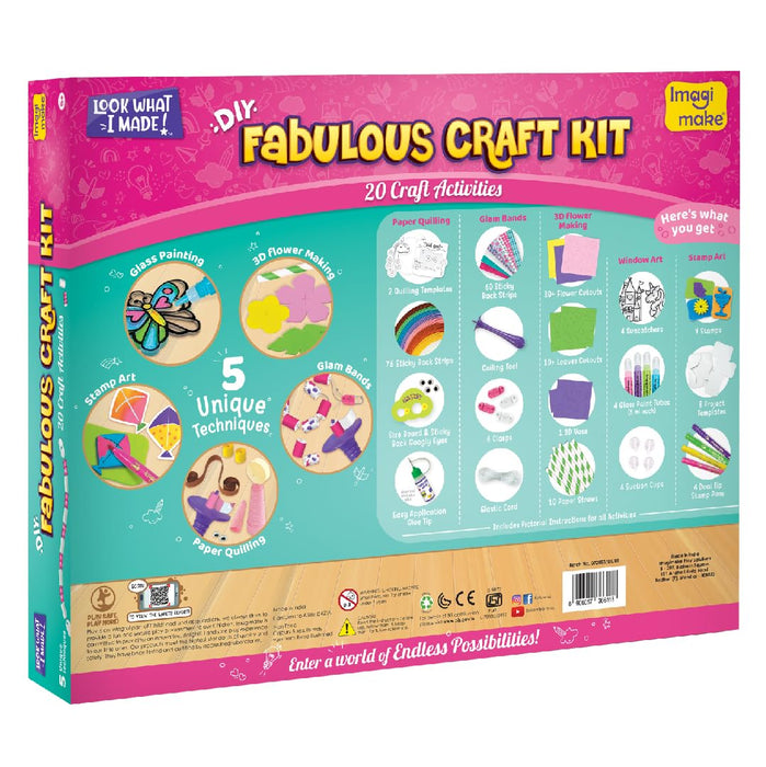 Imagimake Fabulous Craft Kit-Arts & Crafts Kids Ages 6-8-Suncatcher Kits Kids-Glass Painting,Paper Quilling Kit,Stamp Kids- Princess,Unicorn Toys- Gifts 5,6,7,8,9 Year Old Girls - Multicolo