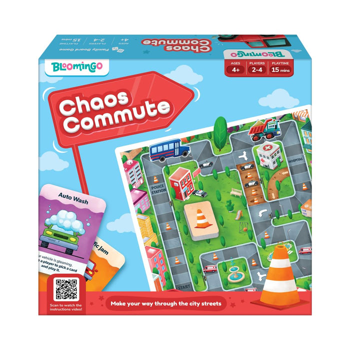 Bloomingo Board Game - Chaos Commute: Thrilling Traffic Adventure Game for Kids & Adults; Navigate Through Traffic Chaos & Reach Home First