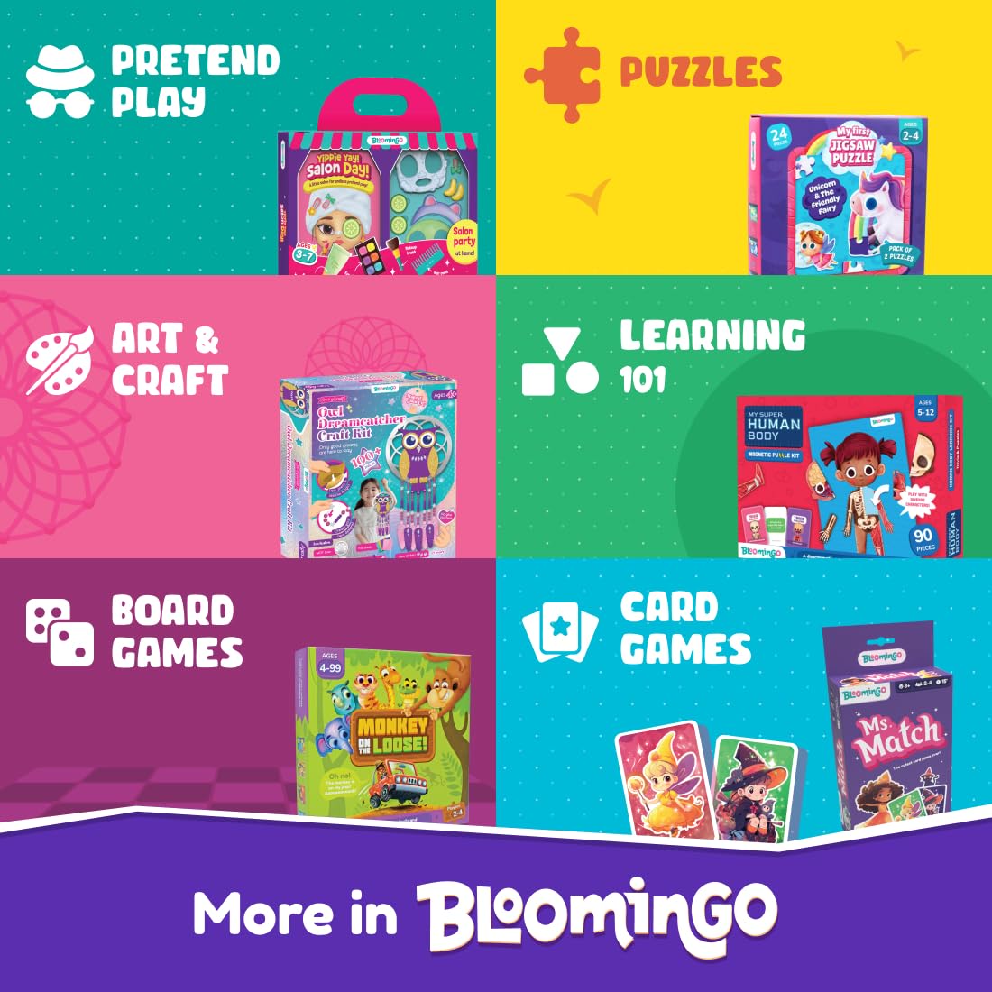 Bloomingo Board and Card Game - Game On! 20 in 1 Board Game - Ludo, Chess, Checkers and More - Educational Learning Toys for Fine Motor Skills and Cognitive Development - Birthday Gift for Kids