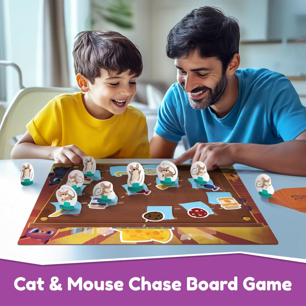 Bloomingo Board Game- Whisker Wars: Fun Cat & Mice Battle Game for Kids & Adults; Play as a Team & Stop The mice Before They Reach The Cheese