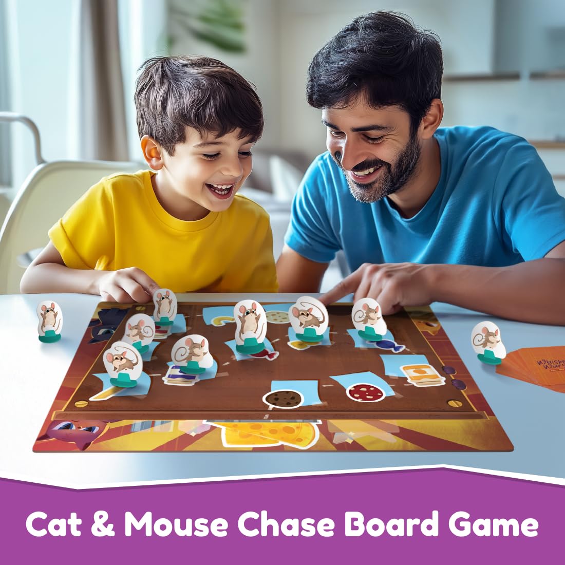 Bloomingo Board Game- Whisker Wars: Fun Cat & Mice Battle Game for Kids & Adults; Play as a Team & Stop The mice Before They Reach The Cheese