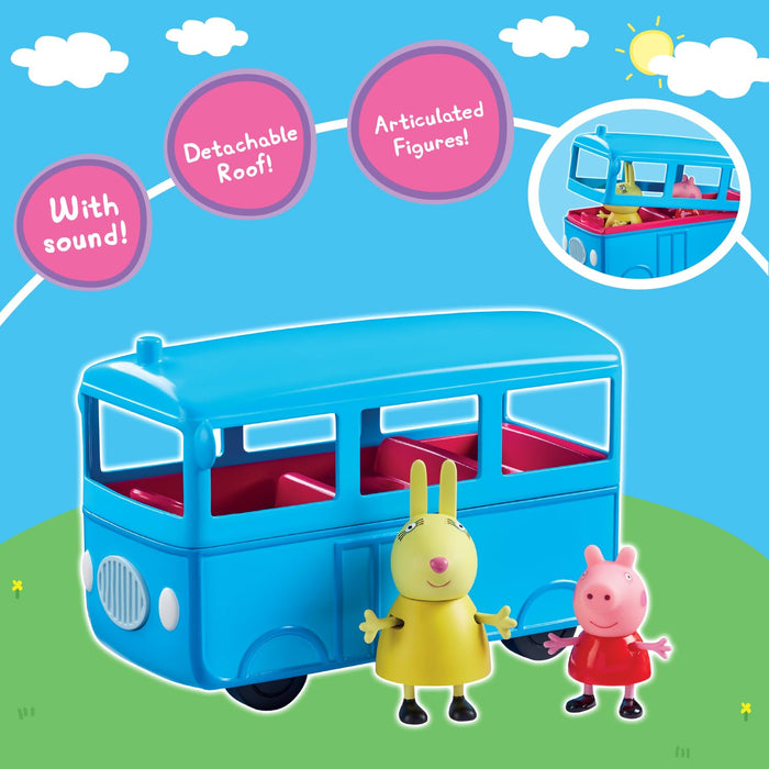 PEPPA PIG Peppa's School Bus Playset with Sound Effects, Includes 2 Figures, Preschool Toy for Girls and Boys 3 Years and Up, Birthday Gift Toys for Kids