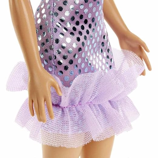 Barbie® Doll, Kids Toys, Blonde Hair, Lavender Metallic Mini Dress, Trendy Clothes and Accessories, Gifts for Kids