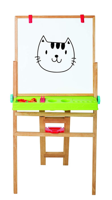 Funskool Giggles - My First Easel , Education toy for kids 3 years, Wooden and magnetic, 4 in 1 Double Sided Wooden Easel Board , Multicolour with Alphabet & Numbers , 3 Years & above , Preschool toys