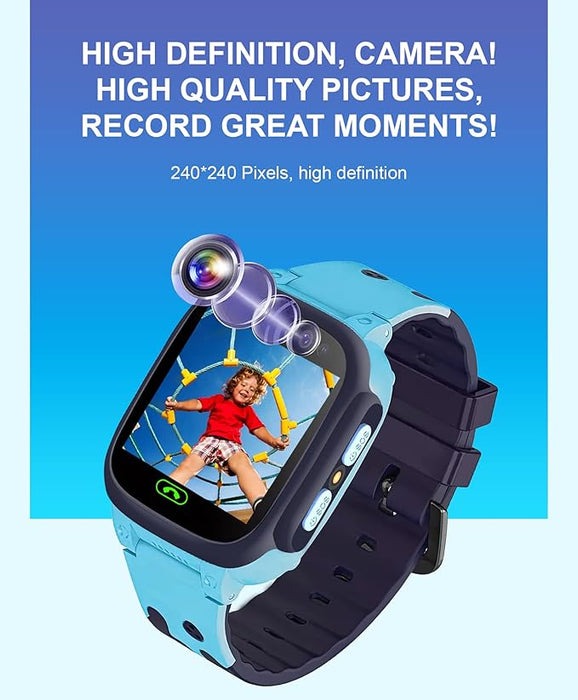 SPIKY Blue Smartwatch for Kids - GPS, Calling, SOS, Camera, Games - Educational Multifunction Watch for Boys and Girls - Pack of 1