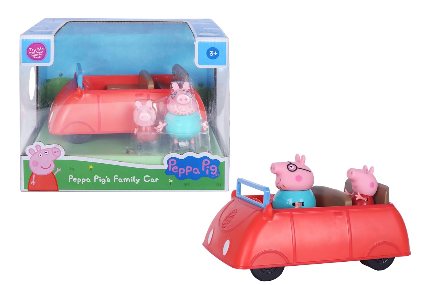 PEPPA PIG Peppa's Family Red Car with Sound Effects, Includes 2 Figures, Peppa's Preschool Toy 3 Years and Up,