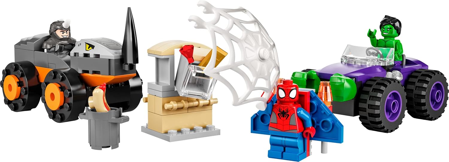 Lego 10782 Marvel Hulk vs. Rhino Monster Truck Showdown, Toy for Kids, Boys & Girls Age 4 Plus with Spider-Man Minifigure, Spidey and His Amazing Friends Series